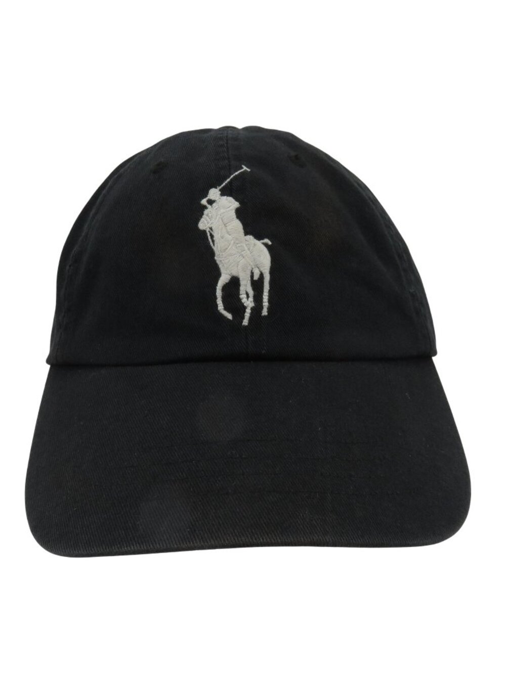 Polo Ralph Lauren Adult One Size Big Pony Chino Black White Baseball Hat Cap